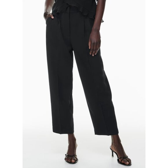 Aritzia WILFRED Carrot Black Crepe Tapered Leg Pleated Trousers Pants, Size 10 - Picture 10 of 14